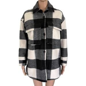 Abercrombie & Fitch Plaid Shacket Jacket XXS Barn Checkered Oversized Cozy